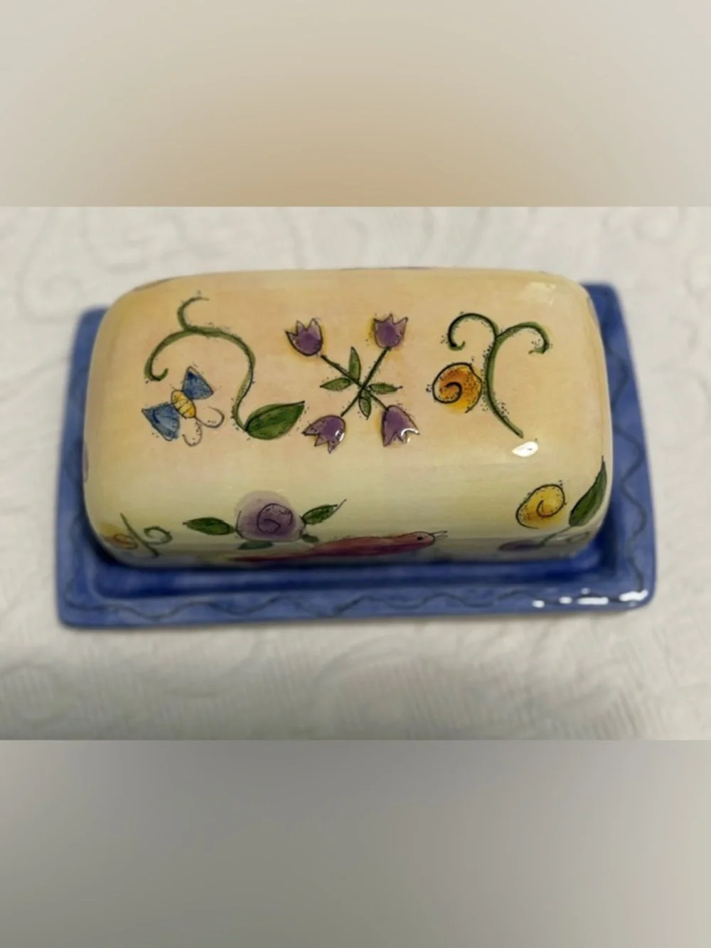 Covered Butter Dish & Salt & Pepper Shakers - “Birds and the Bees” By Sango